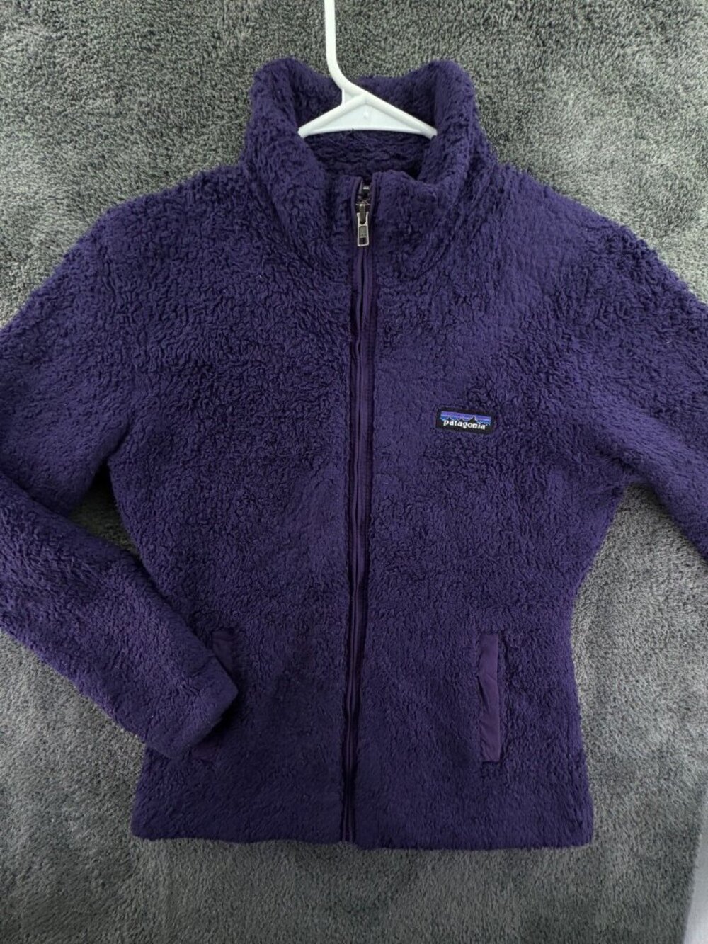 Patagonia Women Jacket Sherpa Fleece Purple Small Full Zip Soft W/ Pockets Lined